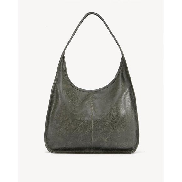 Newbella Women's Green Soft PU Leather Shoulder Tote Hobo Purses with Zipper - Picture 3 of 7